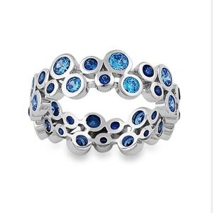 Dreamland Jewelry Sterling Silver Eternity Bubbles Blue CZ sz 7 ring